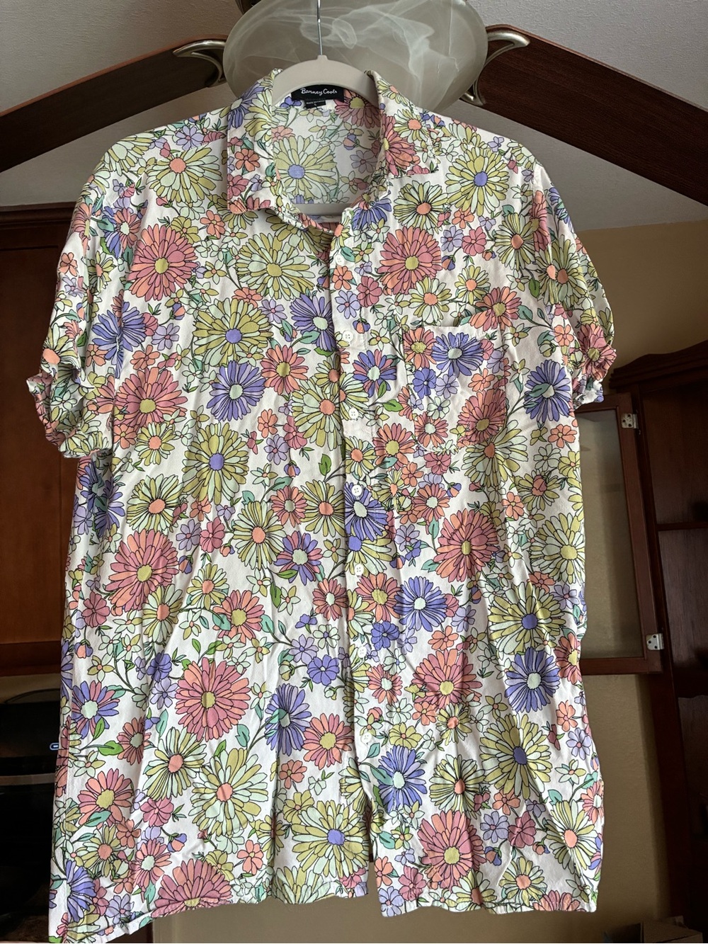 Retro Floral Short-Sleeve Button-Down Shirt